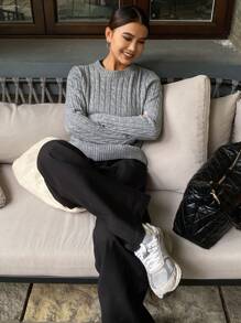 DAZY Autumn New Fitted Letter Embroidery Sweater For Women,Fall Women Clothes - Grey - View 3