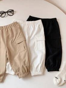 SHEIN 3pcs Baby Boy Casual Collegiate Soft, Practical & Versatile Pants, Suitable For Daily Wear, School, Outings, Sports, Spring And Autumn - Multicolor - View 4