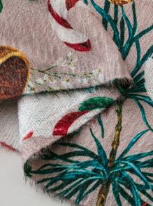 SHEIN LUNE Plus Size Christmas Theme Print Round Neck Casual All-Match Long Sleeve Sweater Pullover Knit Pullover Fall Winter Outfit