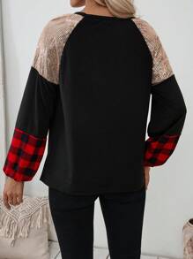 SHEIN LUNE Áo thun tay lỡ kẻ sọc sequin thời trang dành cho nữ, Thu/Đông - Nhiều màu - Xem 2