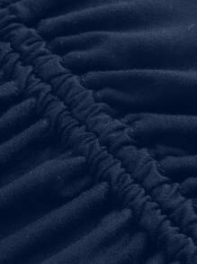 SHEIN ICON 女士纯色褶皱简约系带短裙，休闲日常穿着 - 藏蓝色 - 查看 7