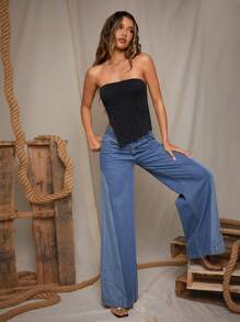 Denimoi Jeans holgados y casuales con bolsillos para mujer - Azul - Ver 2