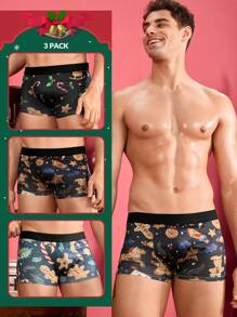 Happy Jammies Set de 3 calzoncillos tipo bóxer de hombre con parches de unicolor, de uso casual diario