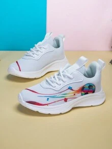 1 Đôi giày thể thao nhẹ thời trang thoải mái cho bé trai, phù hợp cho mùa xuân/hè - trắng - Xem 4