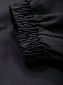 FRIFUL 女士休闲撞色圆领宽松长袖 T 恤，百搭，秋季服装 - 黑色 - 查看 8