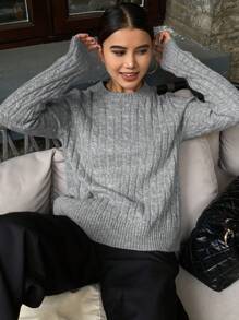 DAZY Autumn New Fitted Letter Embroidery Sweater For Women,Fall Women Clothes - Grey - View 2