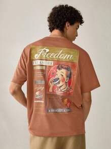 Manfinity VCAY Camiseta de manga corta de punto casual y holgada para hombre - Caqui - Ver 1