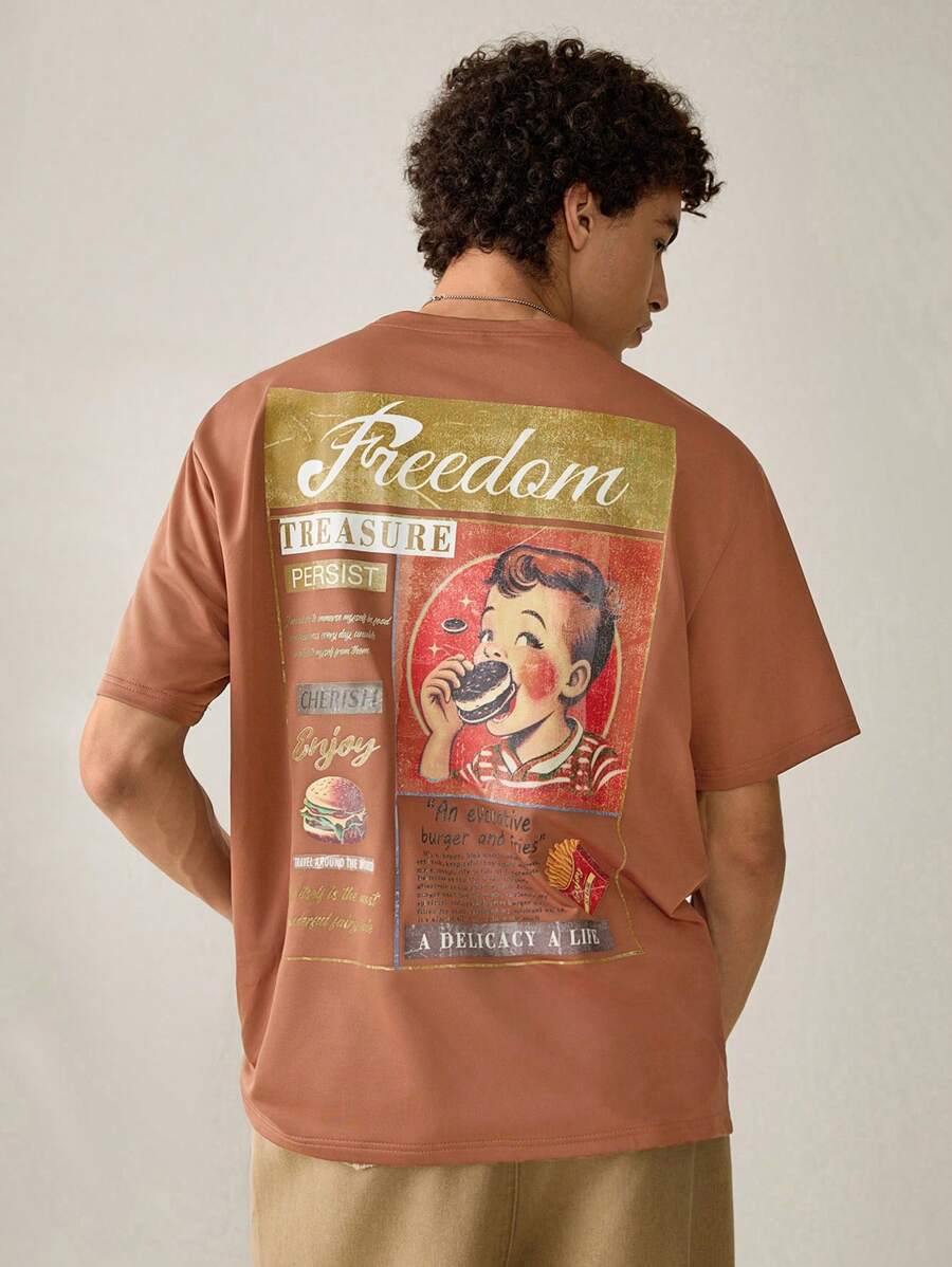 Manfinity VCAY Camiseta de manga corta de punto casual y holgada para hombre - Caqui - Ver 1