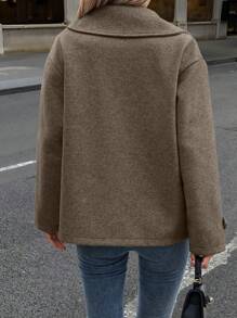 EMERY ROSE Women's Casual Everyday Stand Collar Double Breasted Overcoat, Autumn Fall Winter Cloth For Women