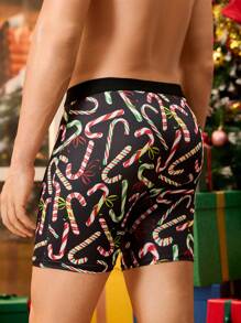 Notgurli 4pcs Men's Christmas Candy Print Boxer Briefs - Multicolor - View 2