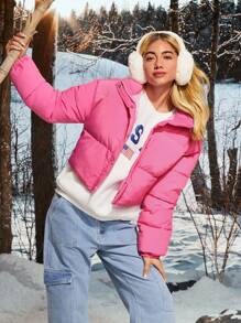 Easelle Chaqueta de invierno con tejido de rosas rojas para dama