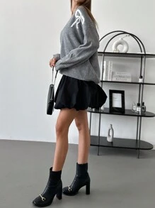Aloruh New Christmas Green Knit Pullover Sweater With Bow Decor, Warm For Autumn/Winter - Green - View 5
