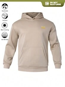 In My Nature Men's Casual Ombre Letter Print Kanga Pocket Hoodie Sweatshirt, Spring/Autumn Essentials Hoodie - Apricot - View 1