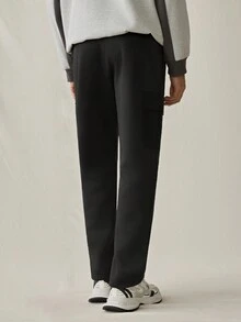 Manfinity RebelGame Quần ống đứng lưng thun dệt đơn giản rộng rãi cho nam - màu đen - Xem 2