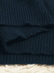 SHEIN Clasi 大码女式黑色针织珍珠刺绣修身休闲厚套头衫，适合万圣节、新年、情人节、感恩节、圣诞节、复活节、国庆节、舞会、除夕夜、冬季 - 寶藍色 - 查看 5