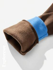 SHEIN 2 Stücke Tween Jungen Zwischengrößen Set mit Buchstaben Muster und Kontrast Farbe, Raglanärmel Jacke und Hose, lässiger Herbstoutfit