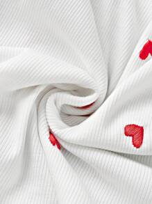 SHEIN LUNE 女士圆领无袖爱心刺绣休闲上衣 - 彩色 - 查看 3