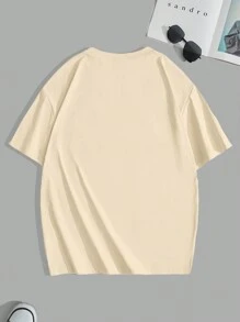 Manfinity Hypemode Camiseta casual de cuello redondo y manga corta con estampado de letras para hombre