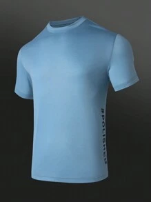 Manfinity Sport Polished 男友风男士字母印花圆领短袖休闲健身运动 T 恤