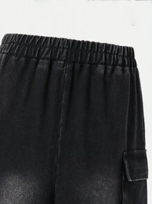 مجموعة ملابس علوية مطرز بقلنسوة وبنطلون كارجو فضفاض للمراهقين الشبان موضة الشتاء، 2 قطعة - متعدد الألوان - مشاهدة 6