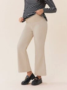 SHEIN Maternity Casual Solid Color High Waist Flared Pants, Autumn/Winter