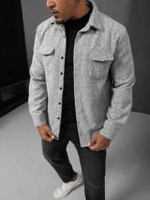 Manfinity Homme 秋季大码男士休闲日常前扣式夹克