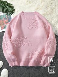 Claim Dot Maglione con frangia di colore unito casual, adatto per uomo in autunno/inverno