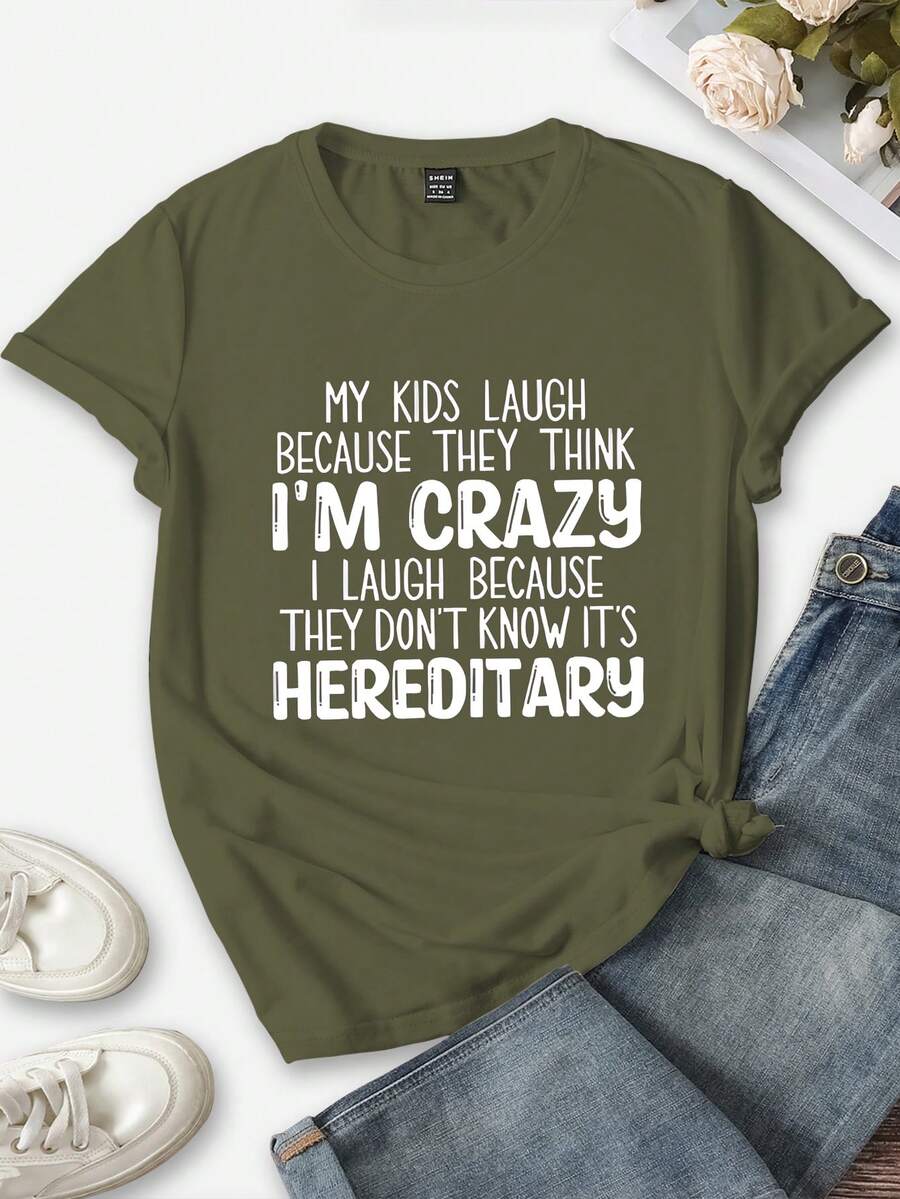 SHEIN LUNE Summer Trendy Letter Slogan Graphic Print FormFitting