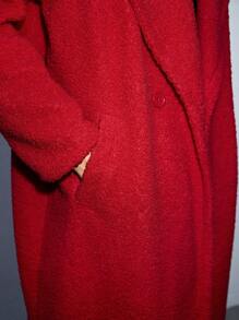 Maija Women's Christmas Party Red Lapel Neck Long Sleeve Long Teddy Fleece Jacket, Autumn/Winter - Red - View 4