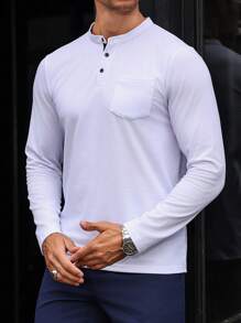 Manfinity Bizformal 男士基本款时尚纯色立领长袖 Polo 衫，秋冬季，适合老公，适合外出