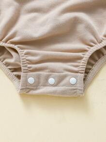 Baby Boy Cartoon Tool Car Embroidery Casual Bodysuit - Apricot - View 6