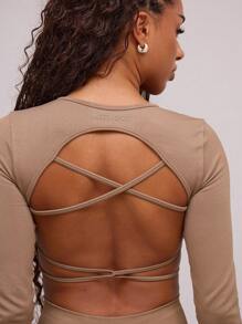 Musera Sport Ribbed Hem Long Sleeve Seamless Sports Top, Padel, Tennis, Pickleball Gym Fitness