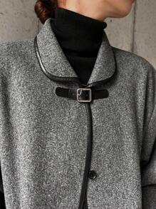 FRIFUL Women's Button Front Long Sleeve Pocket Simple Casual Regular Jacket,Fall Clothes Women Coats - Black - View 5