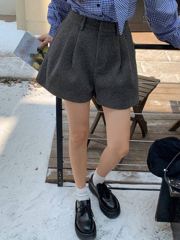 Pantalones cortos minimalistas lisos para mujer, adecuados para el uso diario en otoño e invierno