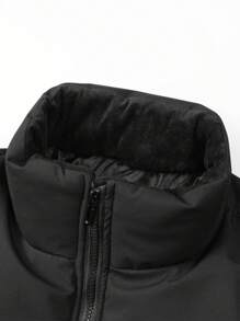 Gym Rark Two-Tone Boyfriend Style Men Casual High Neck Zip-Up Warm Padded Coat, Puffer Jacket - Green - View 5