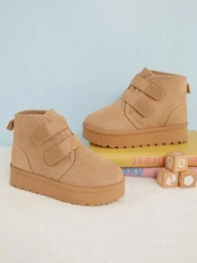 Mini mi Bestseller Kids' Mustard Seed Hook And Loop Snow Boots With Double Strap Closure - Stylish, Secure, And Warm - Beige - View 2