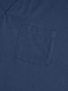 TaskEZ Women's V-Neck Short Sleeve Scrub Set,Navy Blue Rennaissance Work Uniform With Multi-Pockets,Elastic Waistband Straight Pants,2 Pieces Surgical Set - Navy Blue - View 5