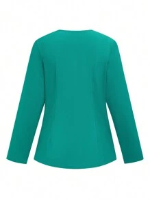 TaskEZ Solid Color V-Neck Half Zip Front Pocket Long Sleeve Top & Pants Nurse Scrub Uniform Set Set Scrub Set Nurse Dresses Scrub Tops Scrub Bottoms Lab Coats Scrub Outwear