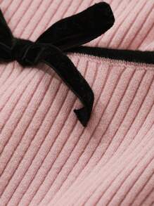 DAZY Women's Contrast Color Patchwork Bow Knitted Sweater, Suitable For Valentine's Day,Fall Clothes - Pink - View 8