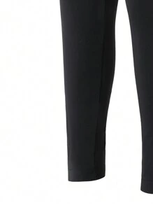 SHEIN Explorewe Tween Girls And Versatile Letter Band Leggings, Perfect For Casual Wear, In Spring And Fall And Winter,Black Leggings