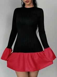 Elenzga 女士优雅褶皱纯色露肩连衣裙，配有袖套和围巾，适合新年衣服