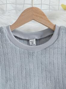 2 件装 Tween 男童加厚保暖长袖上衣和长裤睡衣套装，冬季 - 灰色 - 查看 5