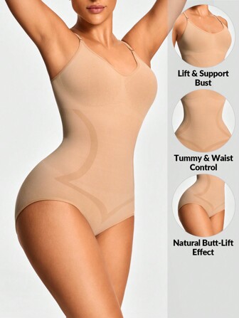 SHEIN Shape Seamless Brief Bodysuit Body Shaper Bust&Butt Lifter With Adjustable Strapes-Tummy Waist Control