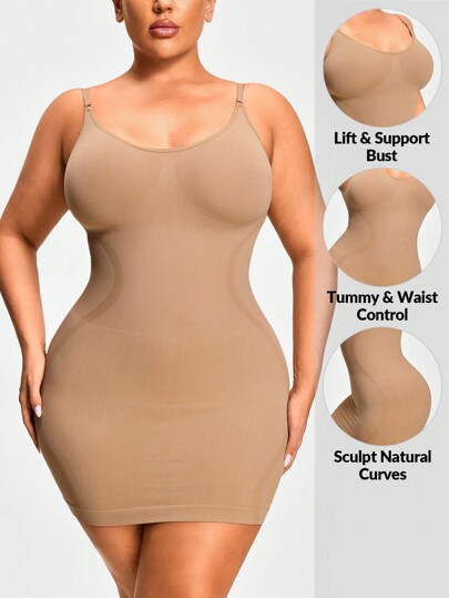 Shapelle Forme Vestito aderente a colori uniti e senza cuciture, taglia grande