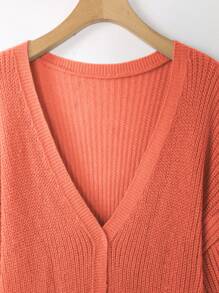 Calvaya Plus Size Women's Solid Color Dropped Shoulder Long Sleeve Pocket Casual Cardigan, Autumn/Winter