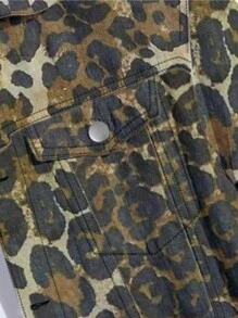 Manfinity LEGND Áo khoác denim họa tiết da báo dáng rộng có vạt cho nam không có mũ trùm đầu, phong cách đường phố - Nhiều màu - Xem 4