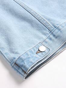 Manfinity Homme Men's Front Button Long Sleeve Pocket Casual Denim Jacket - Light Wash - View 3