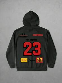 Manfinity Sporsity Sudadera con capucha casual de hombres con estampado de letra