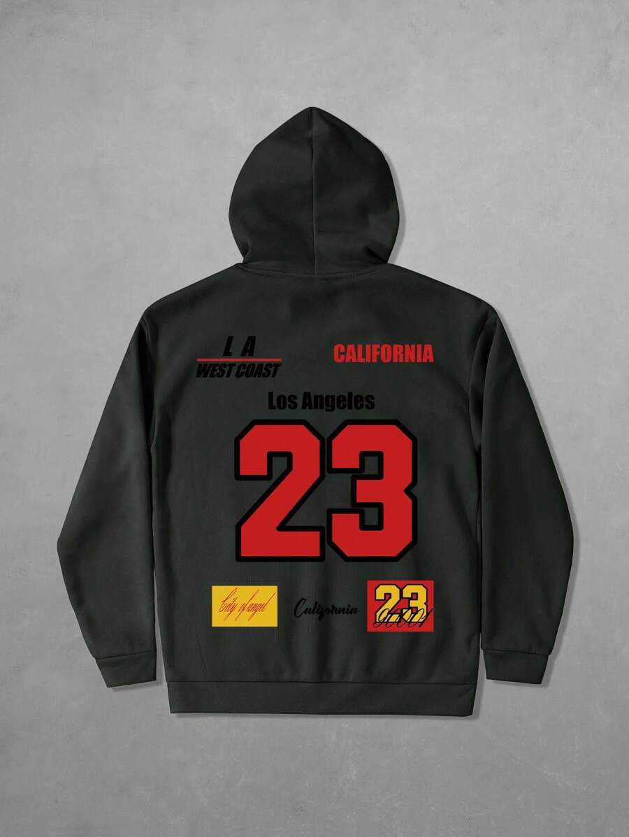 Manfinity Sporsity Sudadera con capucha casual de hombres con estampado de letra