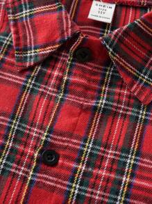 SHEIN Camicia casual a quadri natalizia per ragazzo pre-adolescente